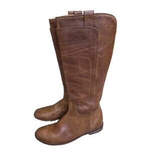 Frye Tall Riding Boots Brown Leather Pull On Equestrian, Womens Size 11 B